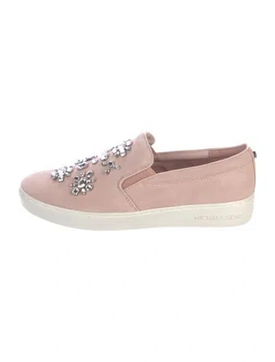 Pre-owned Michael Michael Kors Suede Crystal Embellishments Sneakers In Pink
