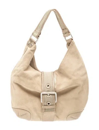 Pre-owned Michael Michael Kors Suede Hobo In Gold