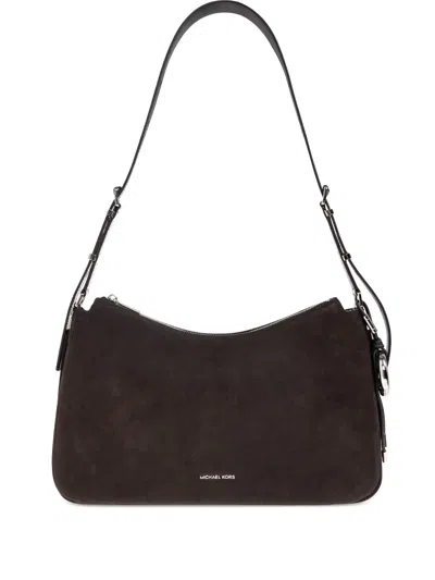 Michael Michael Kors Suede Leather Shoulder Bag In Brown