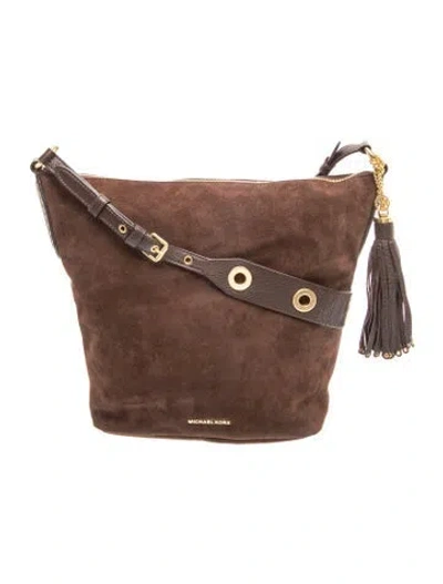 Pre-owned Michael Michael Kors Suede Messenger Bag In Brown