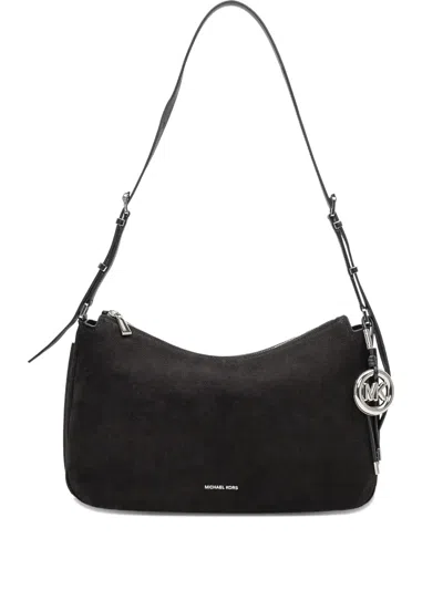 Michael Michael Kors Suede Shoulder Bag In Black