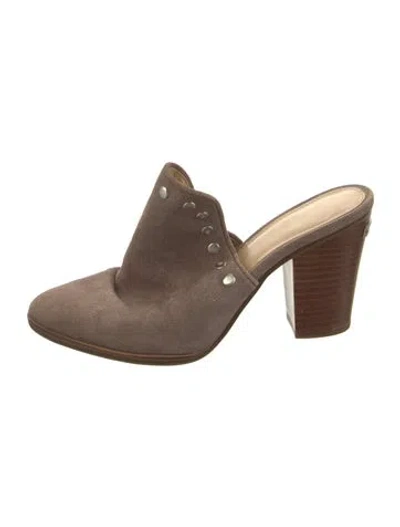 Pre-owned Michael Michael Kors Suede Studded Accents Mules In Neutral