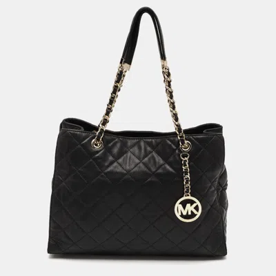 Pre-owned Michael Michael Kors Susannah Black Quilted Leather Tote