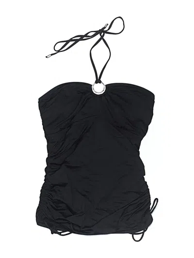 Pre-owned Michael Michael Kors Swimsuit Top Black Solid Pattern Halter Neckline Swimwear
