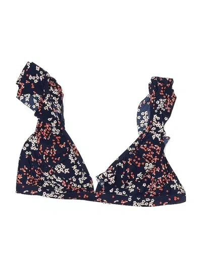 Pre-owned Michael Michael Kors Swimsuit Top Blue Floral Pattern Swimwear