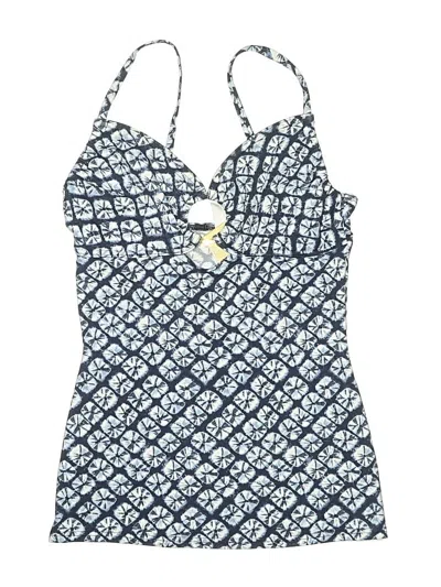 Pre-owned Michael Michael Kors Swimsuit Top Blue Tweed Pattern Sweetheart Neckline Swimwear