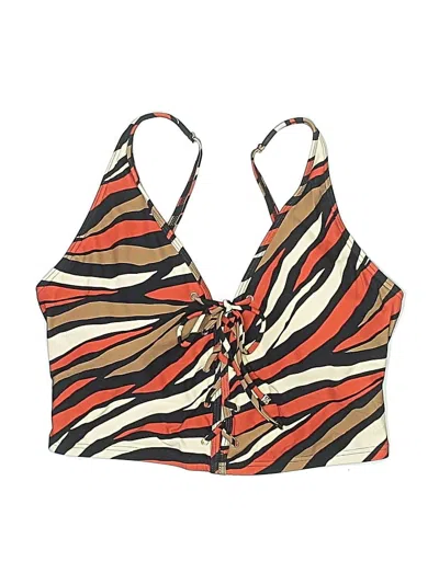 Pre-owned Michael Michael Kors Swimsuit Top Brown Animal Print Pattern Swimwear