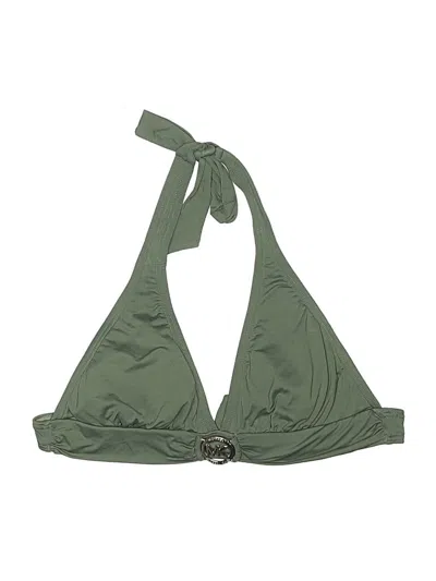 Pre-owned Michael Michael Kors Swimsuit Top Green Solid Pattern Swimwear