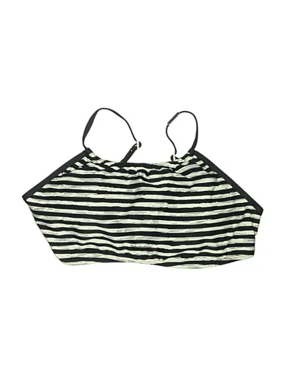 Pre-owned Michael Michael Kors Swimsuit Top Green Stripes Pattern Swimwear