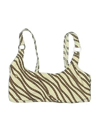 Pre-owned Michael Michael Kors Swimsuit Top Ivory Animal Print Pattern Swimwear In White