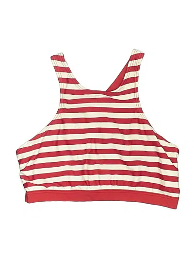 Pre-owned Michael Michael Kors Swimsuit Top Red Stripes Pattern Swimwear