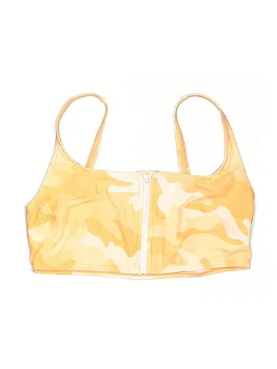 Pre-owned Michael Michael Kors Swimsuit Top Yellow Camo Pattern Swimwear