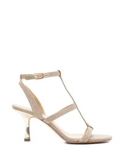 Michael Michael Kors T-strap Heeled Sandals In Gold