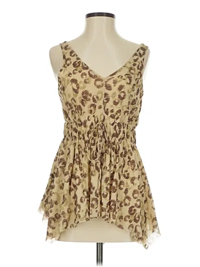 Pre-owned Michael Michael Kors Tank Top Brown Plunge Neckline Tops