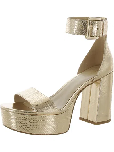 Michael Michael Kors Tara Womens Leather Snake Heels In Gold