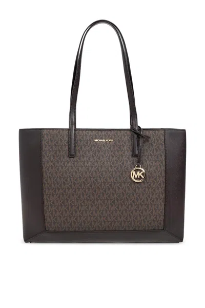 Michael Michael Kors Taryn Logo Plaque Tote Bag In Cioccolato