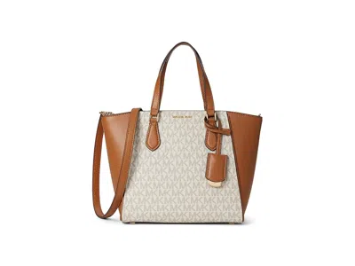 Michael Michael Kors Taryn Small Convertible Top Zip Tote Crossbody Cross Body Handbags Vanilla/acorn: Sm In Sand