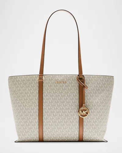 Michael Michael Kors Temple Monogram Logo Tote Bag In White