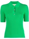 Michael Michael Kors Short-sleeve Button Polo Sweater In Grün
