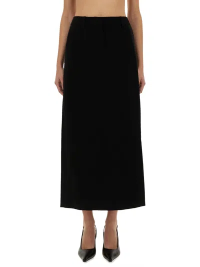 Michael Michael Kors Textured Crepe Trouser Maxi Skirt In Black