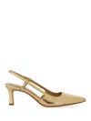 Michael Michael Kors Textured Gold Slingback Pumps With Pointed Toe In Gold