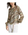 Michael Michael Kors Tiger-print Long-sleeved Blouse In Multicolor