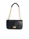 Michael Michael Kors Tribeca Black Snake Print Leather Shoulder Bag In Black