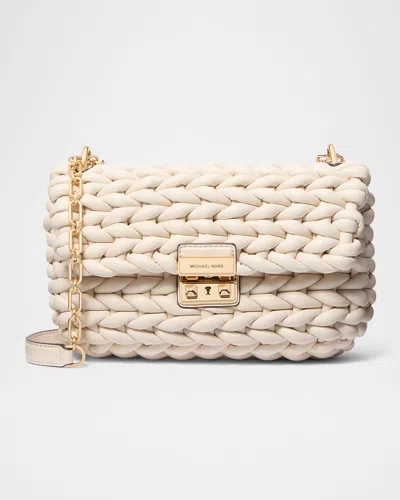 Michael Michael Kors Tribeca Large Convertible Braided Shoulder Bag In White