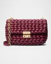 Michael Michael Kors Tribeca Large Convertible Braided Shoulder Bag In Purple