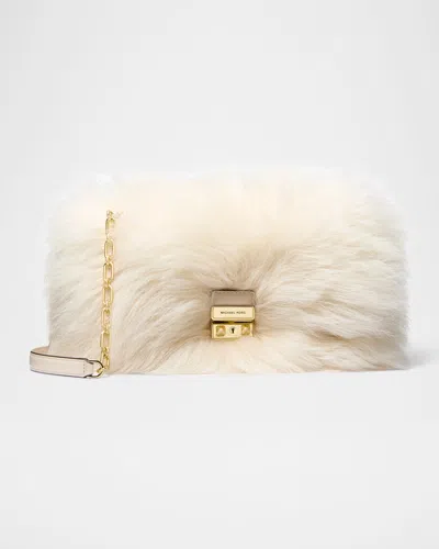 Michael Michael Kors Tribeca Large Faux Fur Crossbody Bag In Neutral