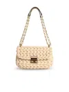 Michael Michael Kors Tribeca Shoulder Bag In Light Cream Braided Leather In Multi