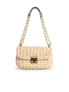 Michael Michael Kors Tribeca Shoulder Bag In Light Cream Braided Leather In Neutral