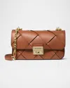 Michael Michael Kors Tribeca Small Convertible Woven Shoulder Bag In Luggage