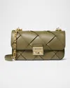 Michael Michael Kors Tribeca Small Convertible Woven Shoulder Bag In Safari Gre