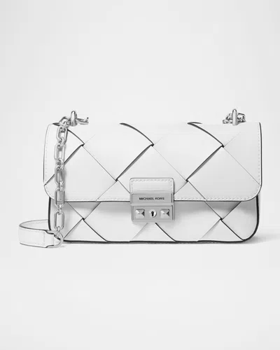 Michael Michael Kors Tribeca Small Woven Phone Crossbody Bag In Optic Whit