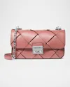 Michael Michael Kors Tribeca Small Woven Phone Crossbody Bag In Rose