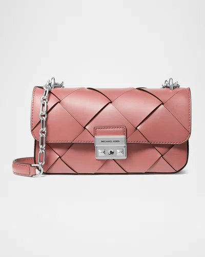 Michael Michael Kors Tribeca Small Woven Phone Crossbody Bag In Rose