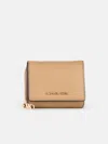Michael Michael Kors 'trifold' Green Leather Wallet In Beige