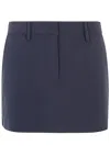 Michael Michael Kors Blue Flared Miniskirt With Belt Loops In Tech Fabric Woman