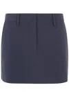 Michael Michael Kors Blue Flared Miniskirt With Belt Loops In Tech Fabric Woman In Admiral
