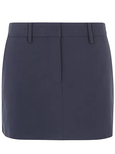 Michael Michael Kors Blue Flared Miniskirt With Belt Loops In Tech Fabric Woman