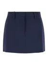 Michael Michael Kors Blue Flared Miniskirt With Belt Loops In Tech Fabric Woman In Blu