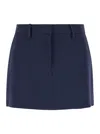 Michael Michael Kors Blue Flared Miniskirt With Belt Loops In Tech Fabric Woman In Blue