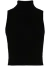 Michael Michael Kors Sleeveless Turtleneck Cropped Top In Black