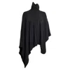 Michael Michael Kors Turtleneck Poncho In Black Merino Wool In Black