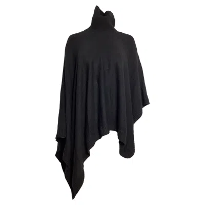 Michael Michael Kors Turtleneck Poncho In Black Merino Wool