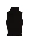Michael Michael Kors Sleeveless Turtleneck Cropped Top In Black
