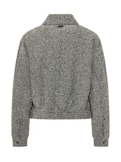 Michael Michael Kors Tweed Bomber Jacket In Gray