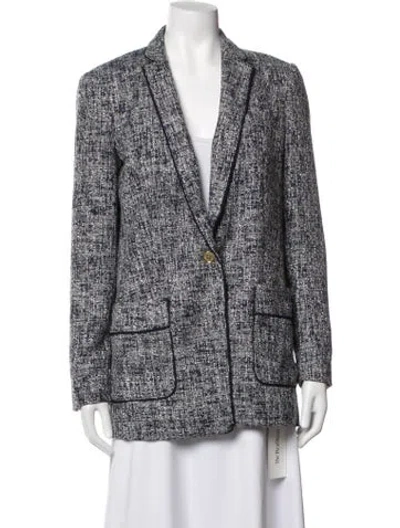 Pre-owned Michael Michael Kors Tweed Pattern Blazer In Blue/white