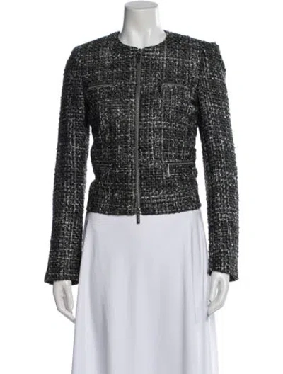 Pre-owned Michael Michael Kors Tweed Pattern Evening Jacket In Gray